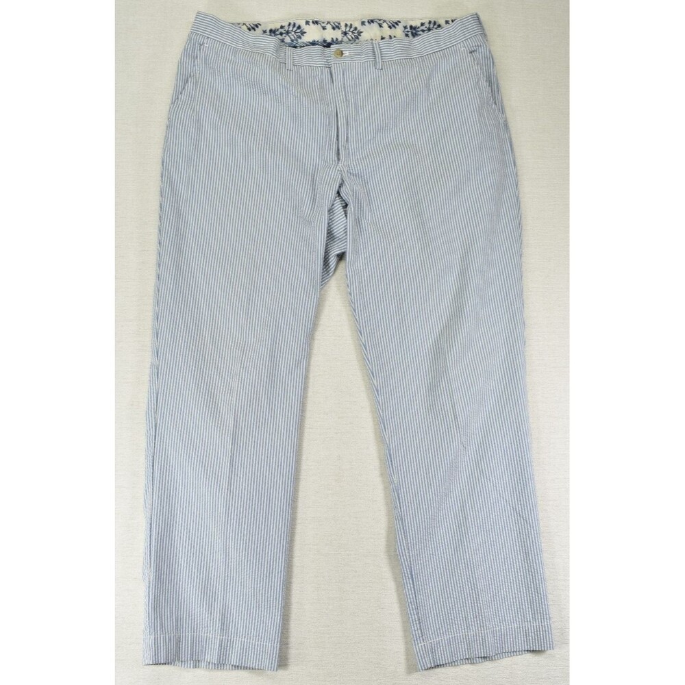 Polo Ralph Lauren Pants Mens 40x30 Blue White Stripe Seersucker Chino Trousers